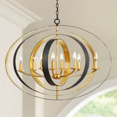 Crystorama Luna 36" Wide Bronze and Gold Oval Chandelier | Lamps Plus