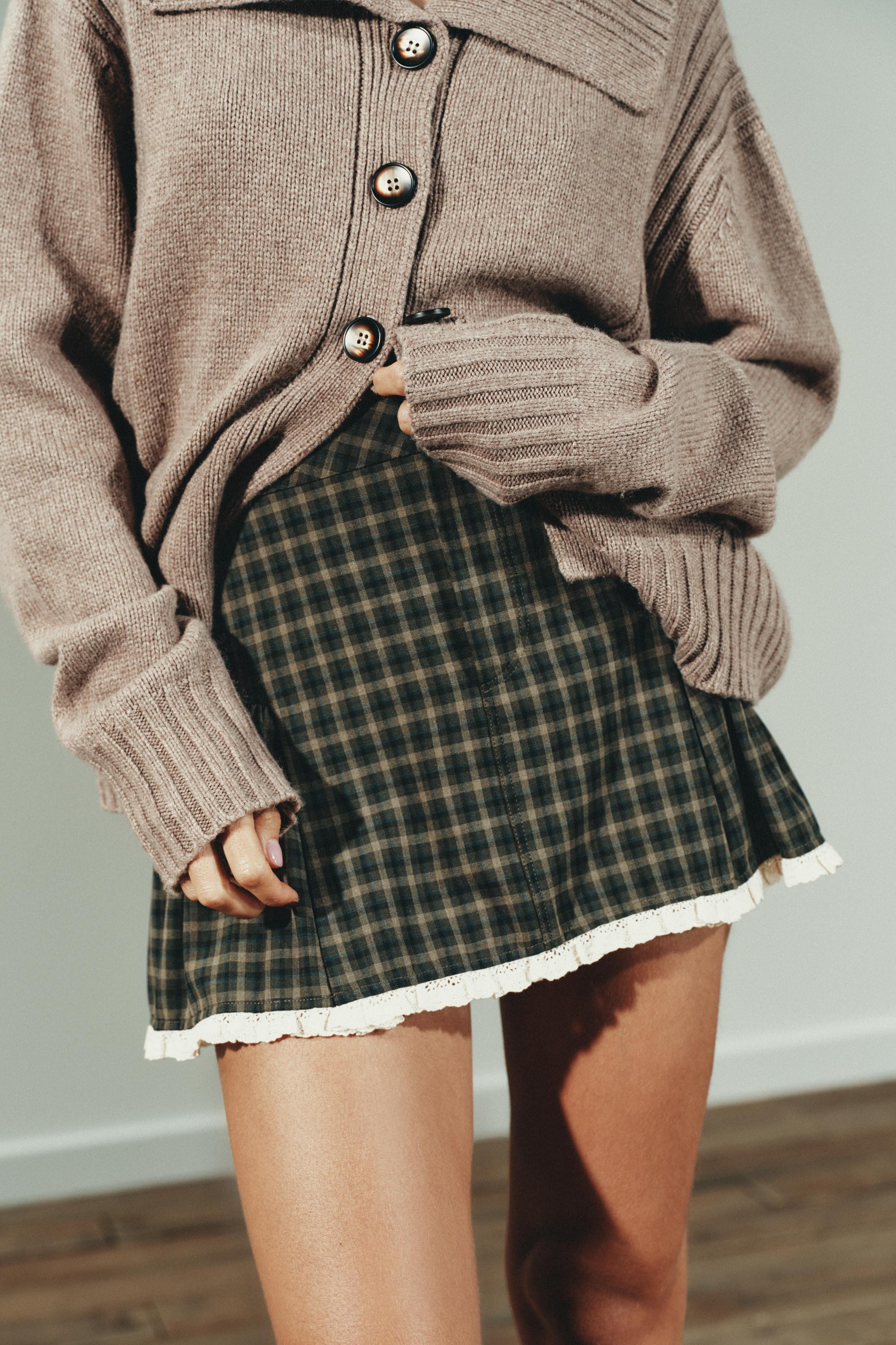 CHECK LACE MINI SKIRT | Zara UK
