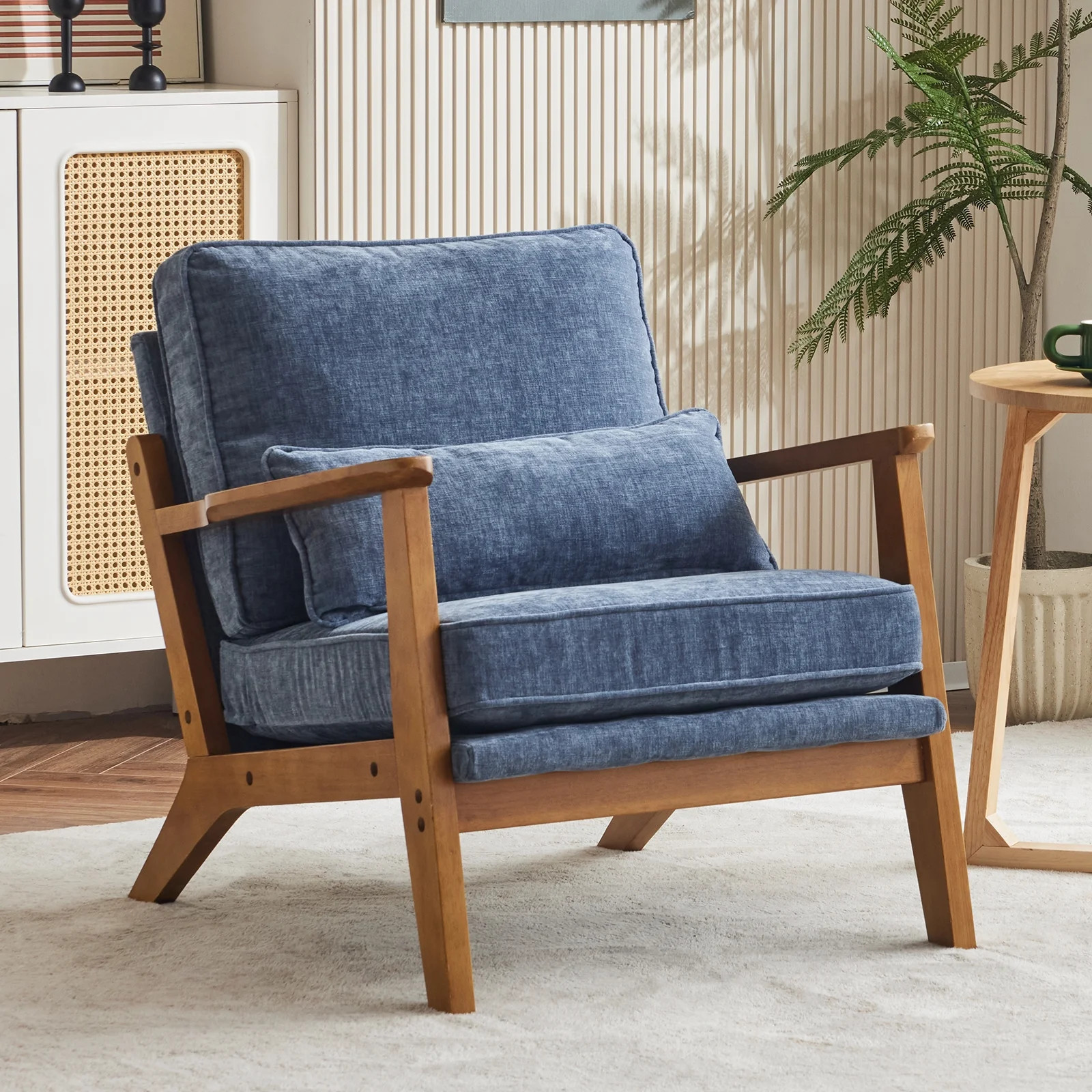 Ktaxon Accent Chair Chenille Upholstered Armchair, Reading Club Chair with Pillow for Living Room... | Walmart (US)