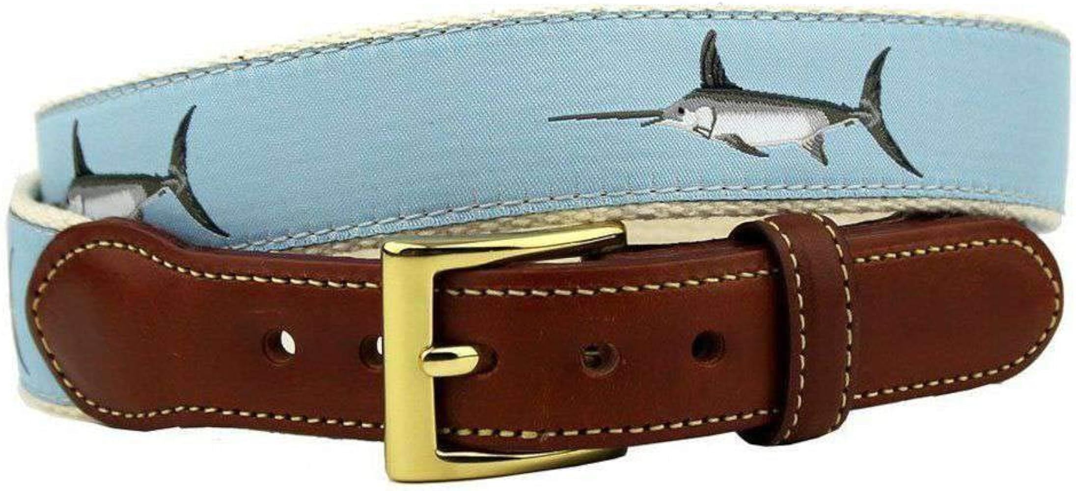 Affable Swordfish Tab Belt for Men | Genuine Leather | Anti-Scratch Brass Buckle | 7 Sizes - Ligh... | Amazon (US)