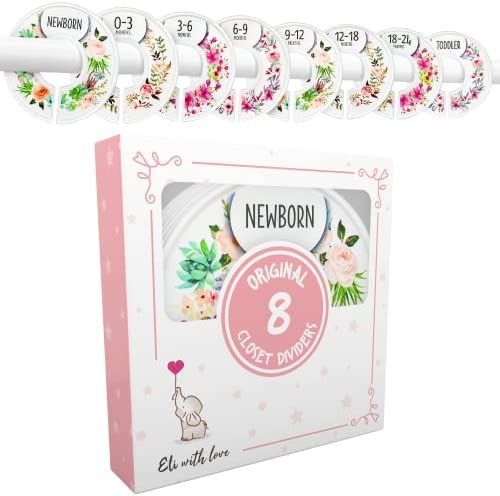Baby Closet Dividers (Floral) by Eli with Love – Set of 8 Baby Closet Size Dividers for Girls – Idea | Amazon (US)