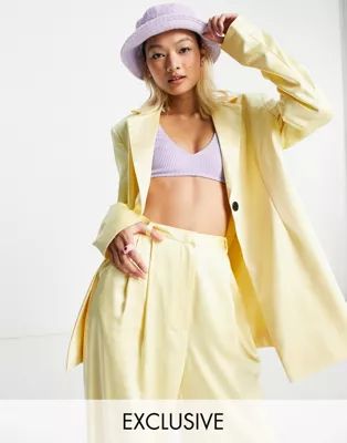COLLUSION satin blazer with belt in yellow | ASOS (Global)