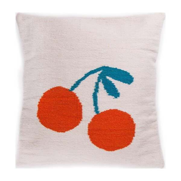 Wool Cherry Pillow, White | Maisonette