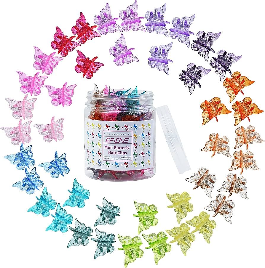 EAONE 50 Pieces Butterfly Hair Clips Pastel Mini Cute Hair Accessories for 90s Girls Women with B... | Amazon (US)