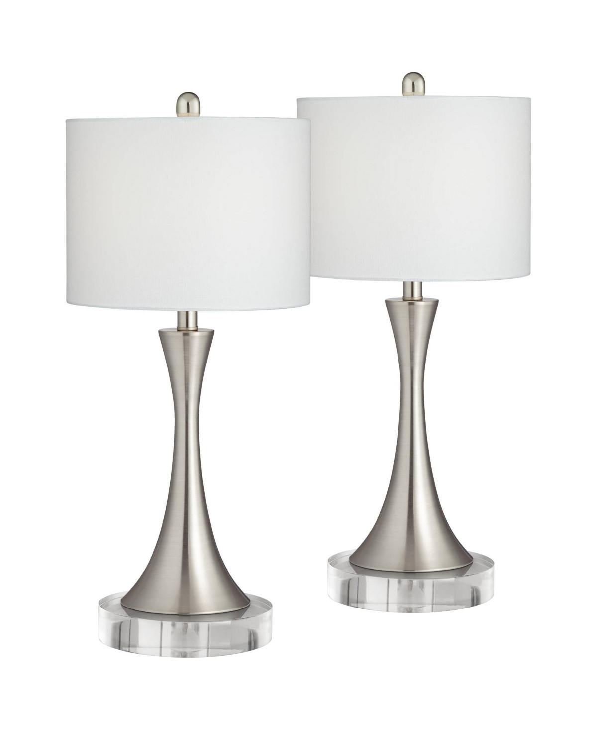 360 Lighting Gerson Modern Table Lamps Set of 2 with Round Risers 25 1/2" High Brushed Nickel Dimmers Led Drum Shade for Bedroom Living Room - Si | Macy's