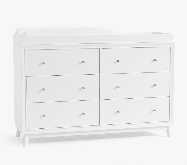 Sloan Extra Wide Nursery Dresser & Topper Set, Simply White, In-Home Delivery | Pottery Barn Kids