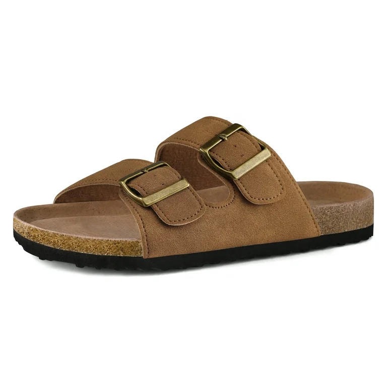 Pennysue Women's Cork Footbed Slide Sandals New-Brown Adjustable Buckle Slipper Shoes with Arch S... | Walmart (US)