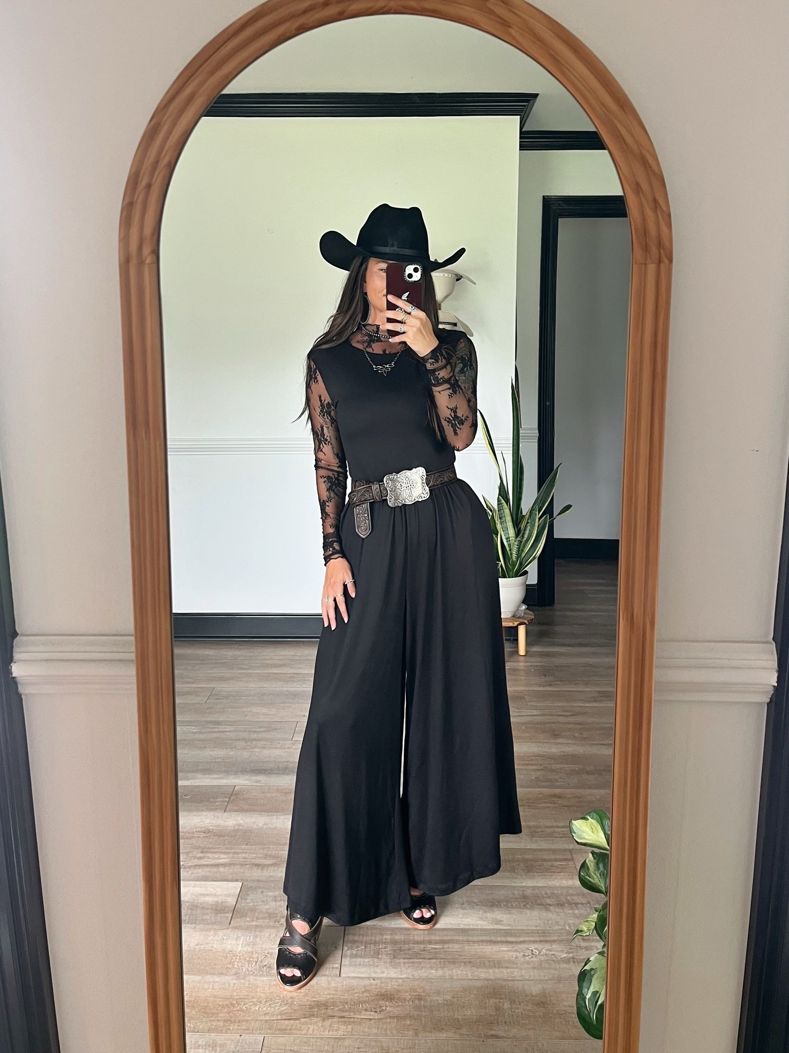 Edgy western yallternative style with this all black look! Heels are old so added similar. Wearing medium belt and burned my own holes to fit. Wearing small jumpsuit. Very stretchy! I am 5’1

#LTKootd #LTKgrwm #LTKSeasonal