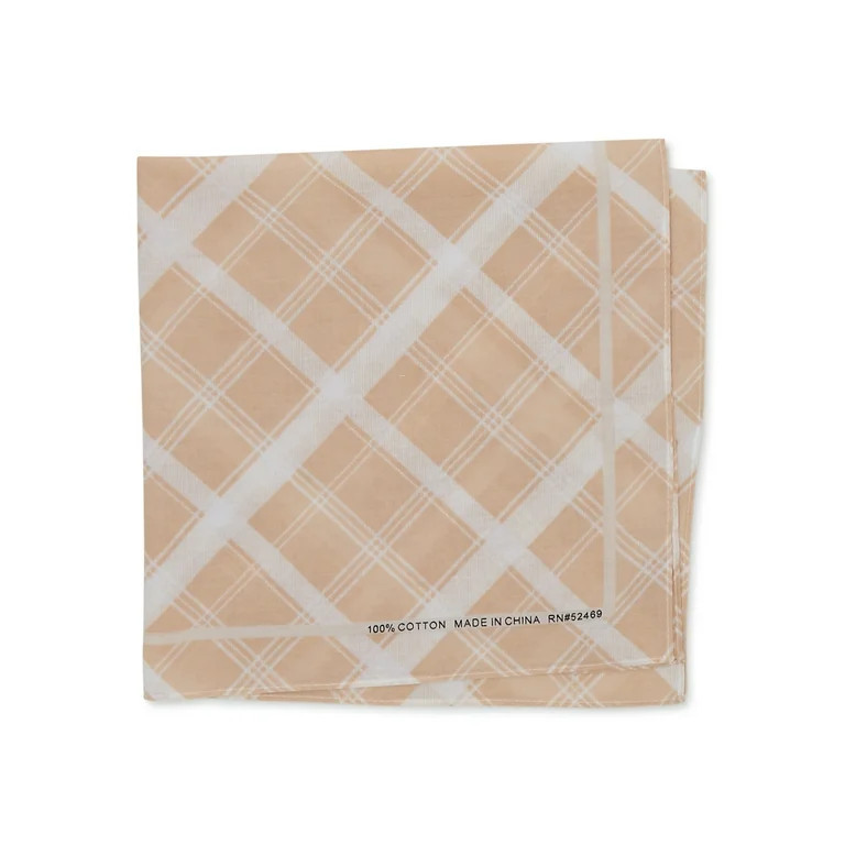 Time and Tru Women's Tan Plaid Bandana | Walmart (US)