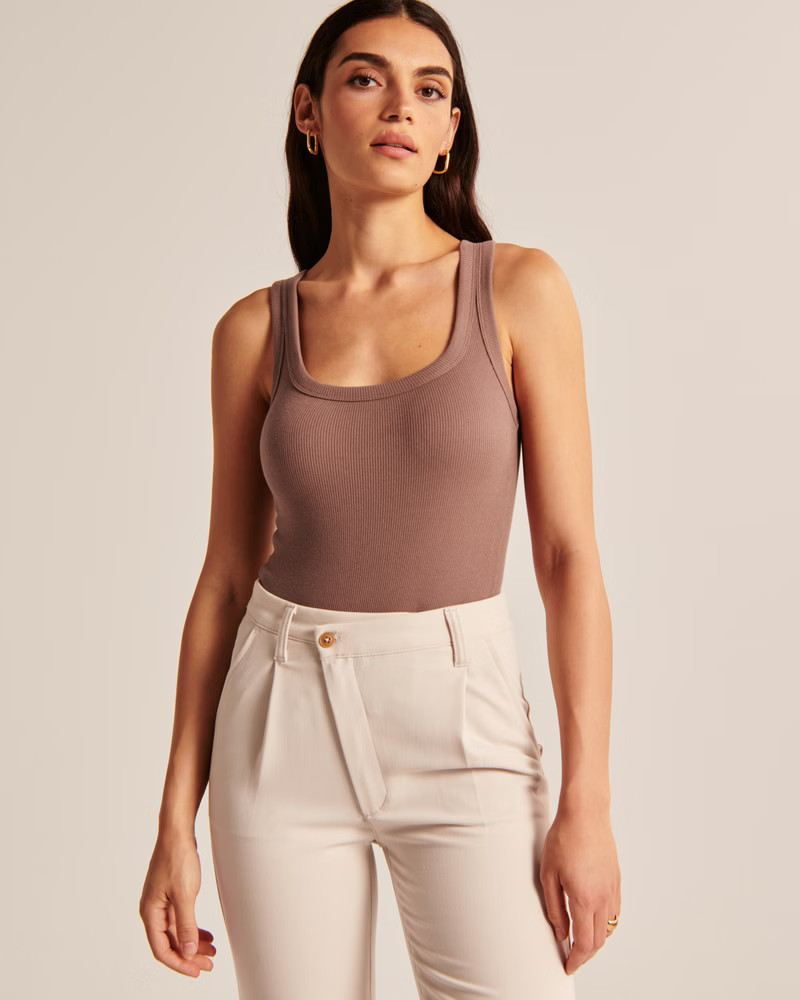 Essential Ribbed Squareneck Bodysuit | Abercrombie & Fitch (US)