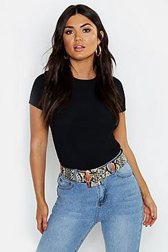 Rib Crew Neck Basic T-Shirt | Boohoo.com (US & CA)