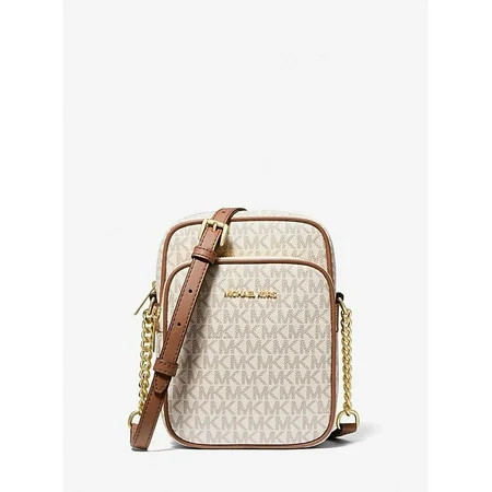 Michael Kors Women's Flight Logo Leather Crossbody Bag, Beige | Walmart (US)