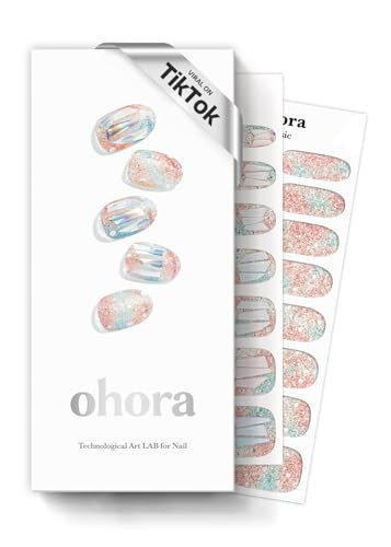 ohora Semi Cured Gel Nail Strips (N Newtro no.1) - White, Metallic, Works with Any UV/LED Lamps, Salon-Quality, Long Lasting, Easy to Apply & Remove - Includes 2 Prep Pads, Nail File & Wooden Stick | Amazon (US)