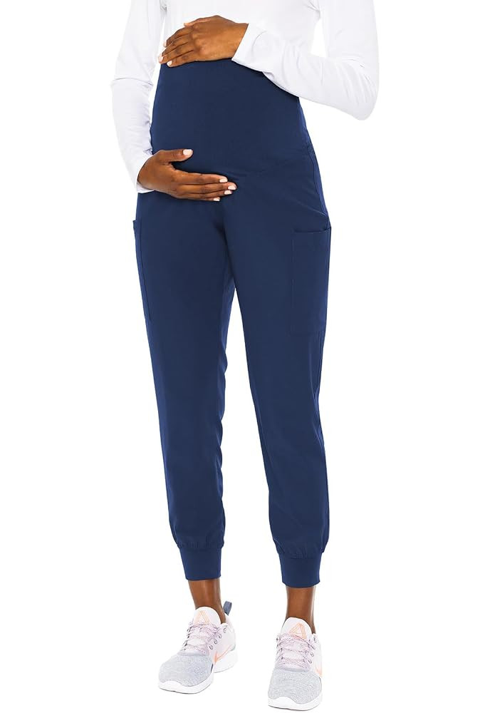 Med Couture Maternity Jogger Scrub Pants for Women, High Rise Waist, 4 Pockets with Soft Knit Wai... | Amazon (US)