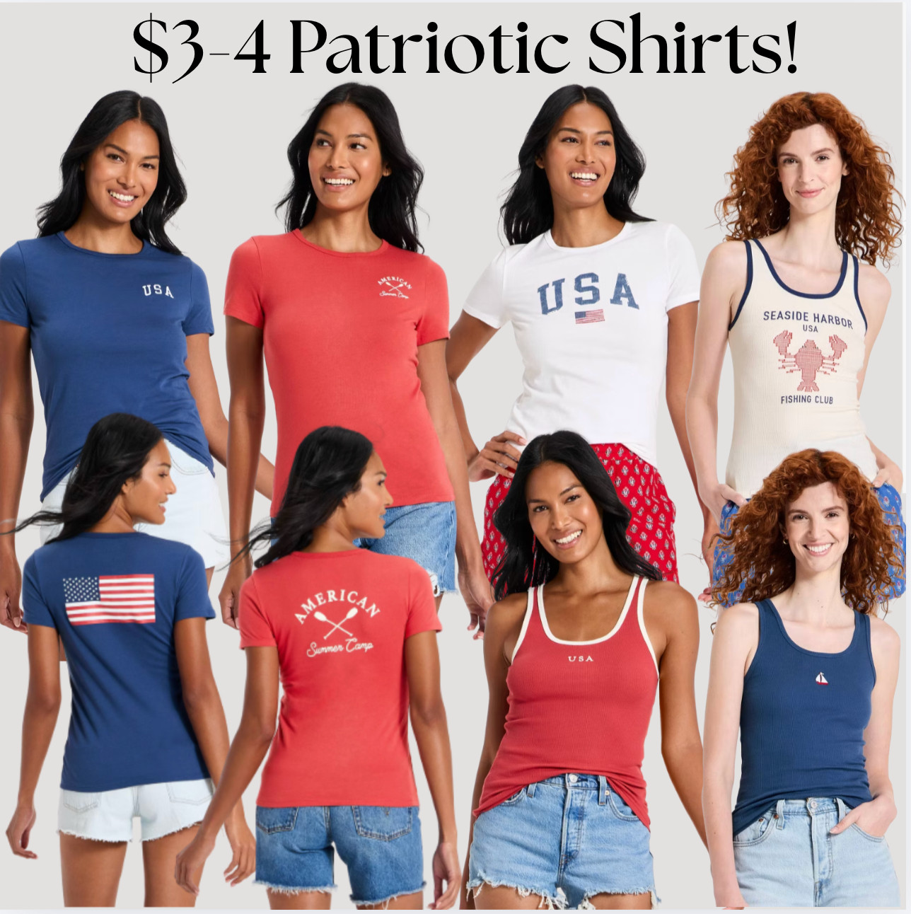 The cutest patriotic tanks and tees for only $3-$4! All the way up to plus sizes, too! 🇱🇷🇱🇷 

 #LTKootd #LTKSeasonal #LTKMidsize