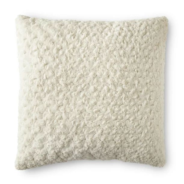 Better Homes & Gardens Rosette Plush Decorative Square Throw Pillow, 22" x 22", Ivory, Single Pil... | Walmart (US)