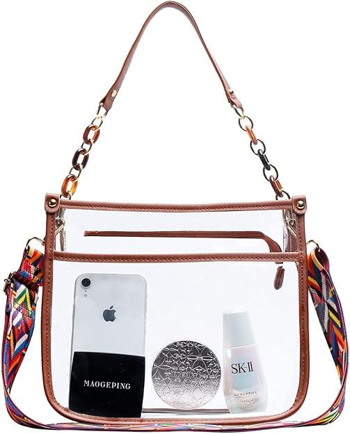 KKXIU Fashion Clear Crossbody Purse for Women and Teen Girls Stadium Approved PU Leather Concert ... | Amazon (US)