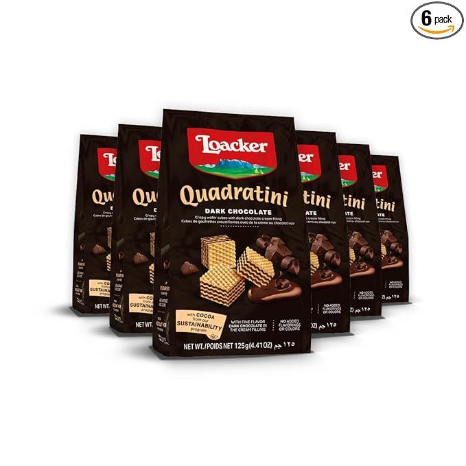 Loacker Quadratini Dark Chocolate Wafer Cookies SMALL - 30% Less Sugar - Premium Crispy Bite Size... | Amazon (US)