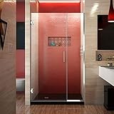 DreamLine Unidoor Plus 39-39 1/2 in. W x 72 in. H Frameless Hinged Shower Door in Chrome, SHDR-24390 | Amazon (US)