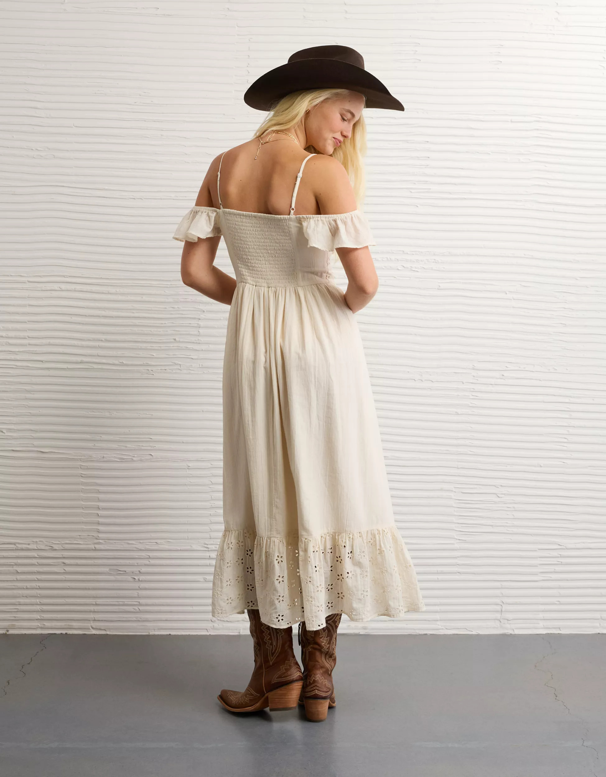 AE x Stagecoach Off-The-Shoulder Midi Dress | American Eagle Outfitters (US & CA)