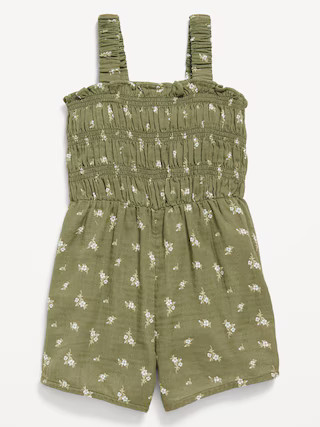 Sleeveless Smocked Double-Weave Romper for Toddler Girls | Old Navy (US)