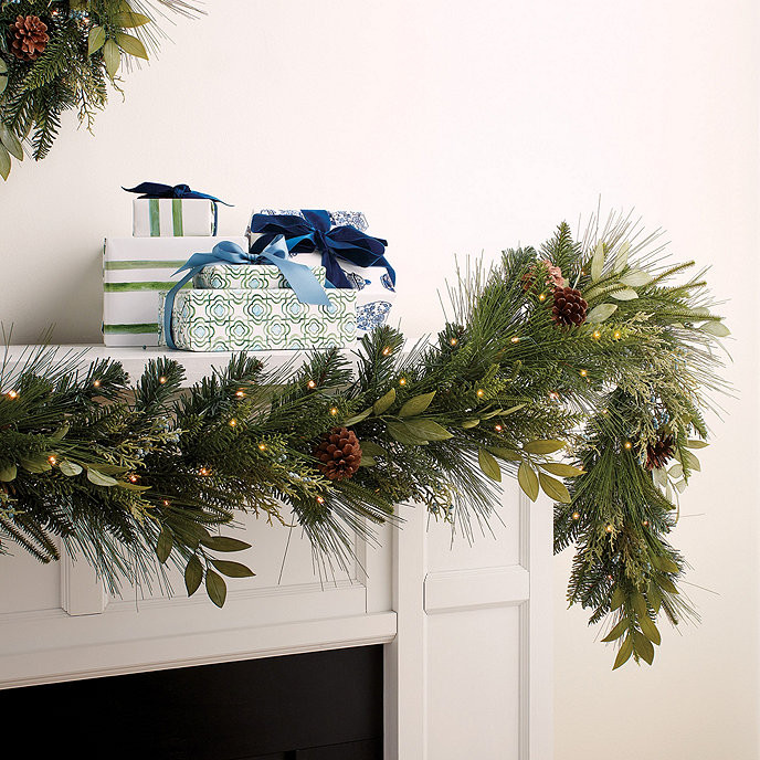 Prelit Holiday Juniper Garland | Ballard Designs, Inc.
