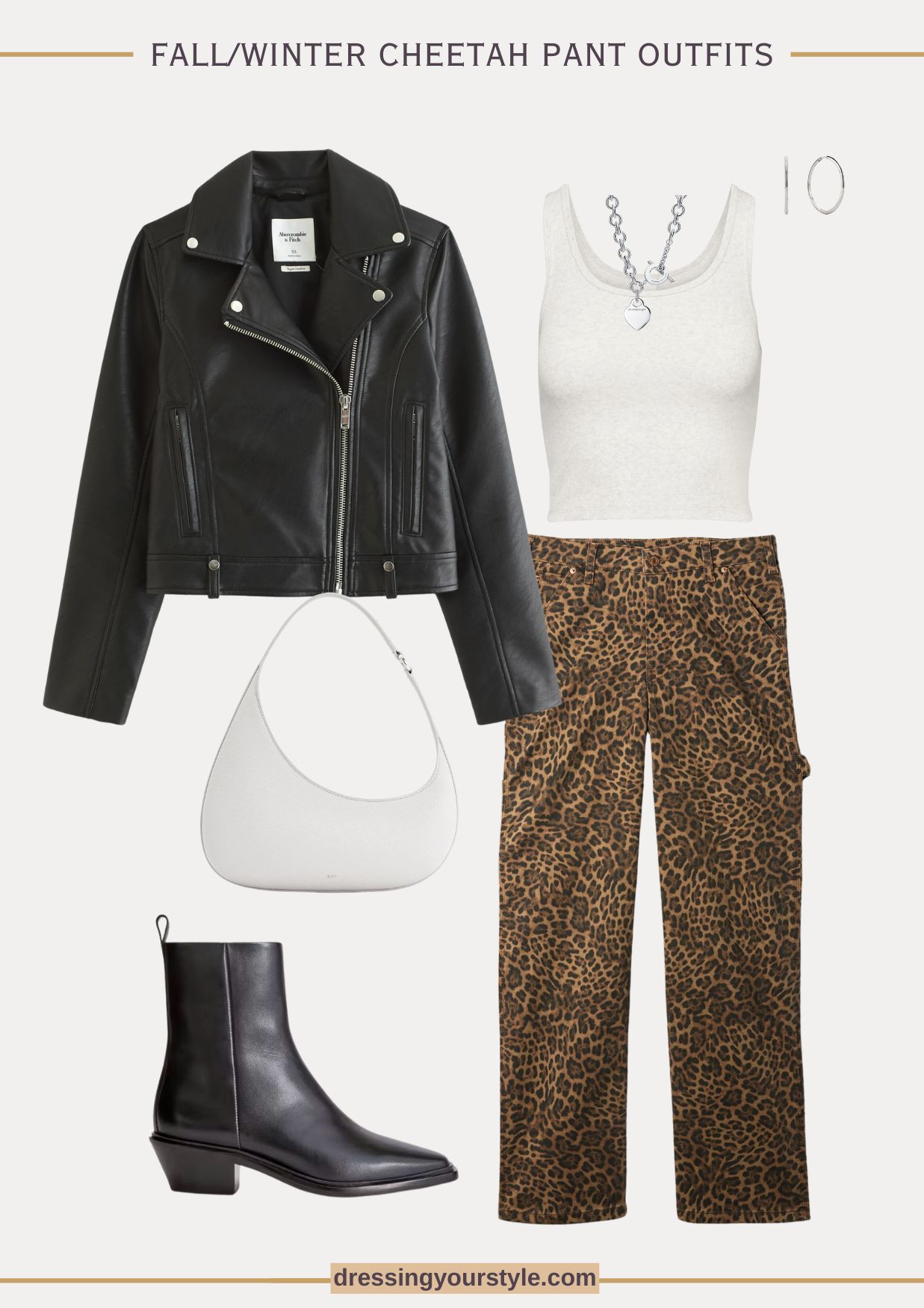 Moto jacket with leopard print pants outfit for fall  

#LTKSeasonal #LTKOver40
