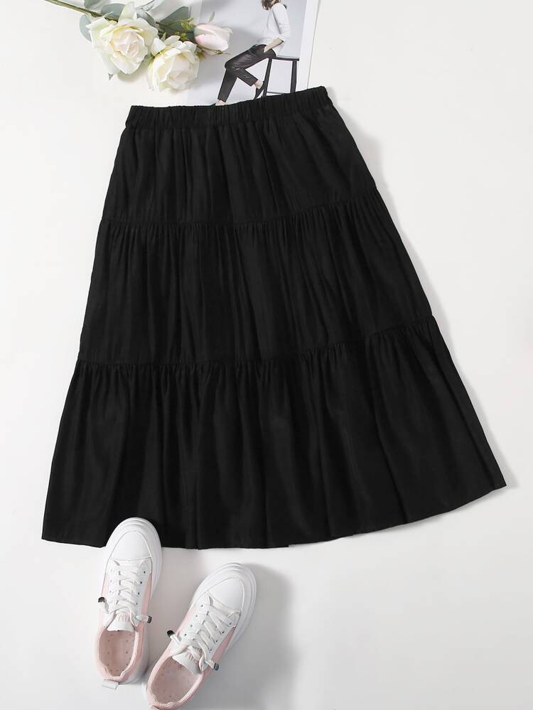Solid Ruffle Hem Skirt | SHEIN