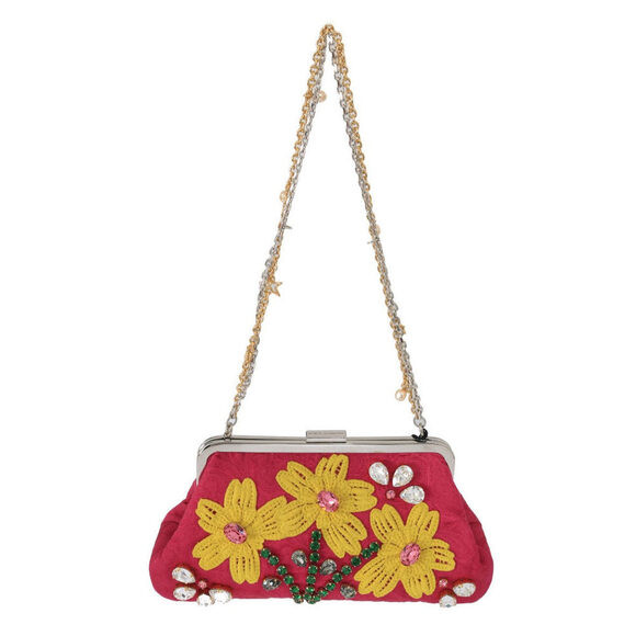 Dolce & Gabbana Pink Brocade Floral Crystal Applique Evening Purse | Poshmark