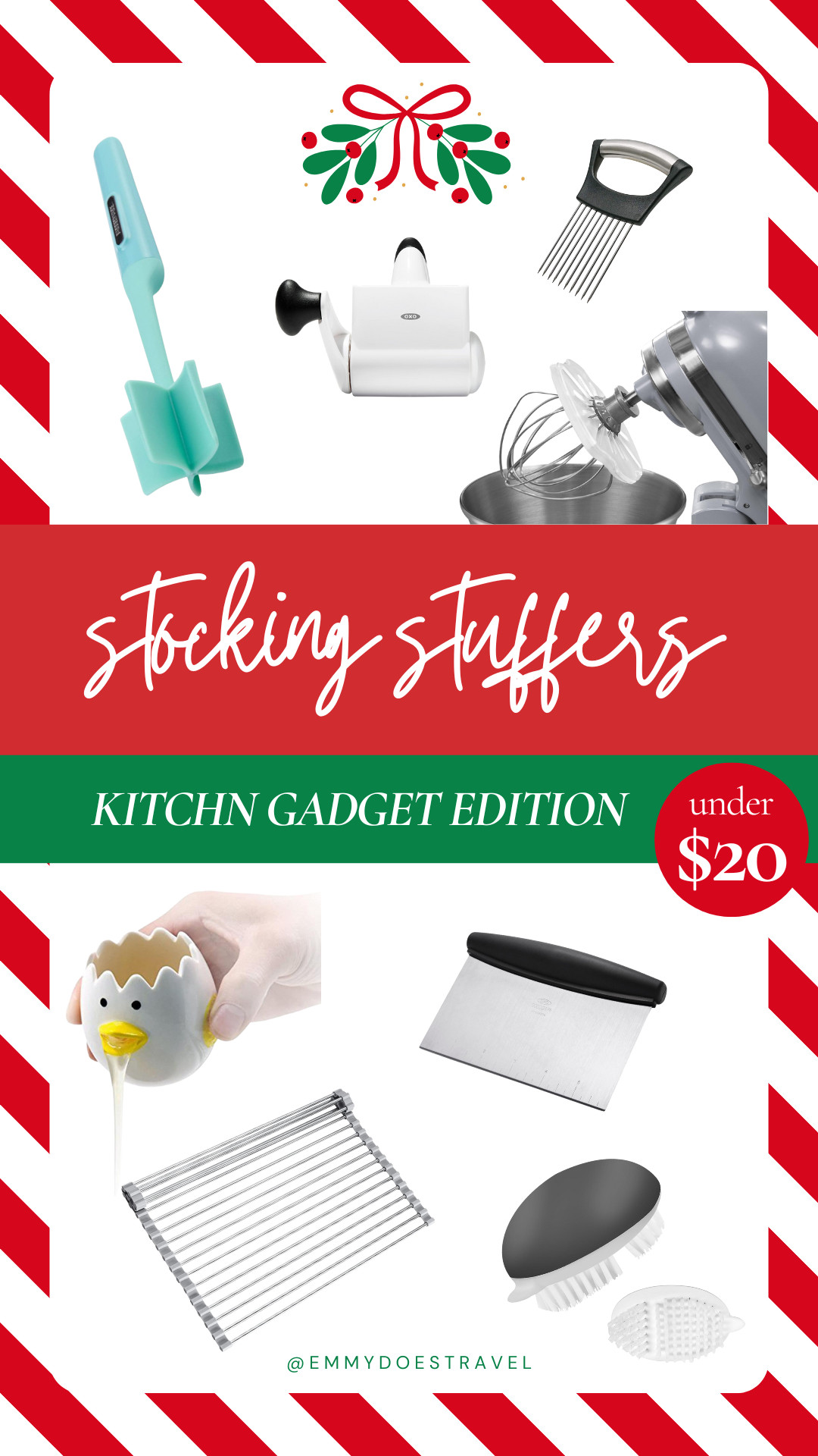 great stocking stuffers under $20 - kitchen gadget edition. 

meat chopper / tenderizer - $9.99
oxo rotary cheese grater - $19.99
onion & vegetable chopper guide - $4.99
whisk cleaner accessory - $19.95
egg separator - $7.99
sink dish rack - $15.99
scraper/chopper - $14.95
potato scrubber - $6.69
 

 #LTKHoliday #LTKSeasonal #LTKHome
