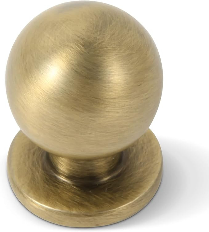 10 Pack 1 Inch (25mm) Diameter Round Solid Vintage Brushed Antique Brass Finish Kitchen Cabinet K... | Amazon (US)