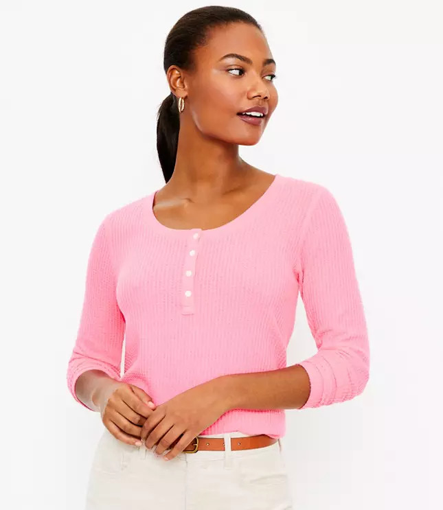 Waffle Henley Top | LOFT | LOFT