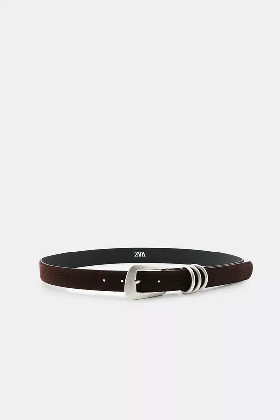 SPLIT LEATHER RING BELT | Zara US