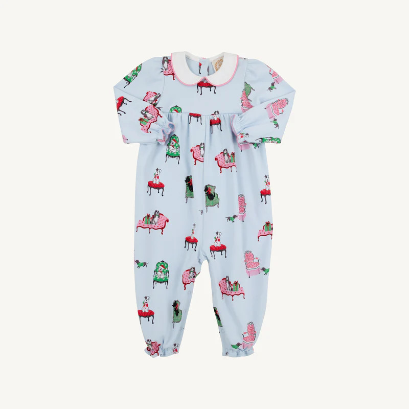 Long Sleeve Britt Romper - Paw-recious with Hamptons Hot Pink | The Beaufort Bonnet Company