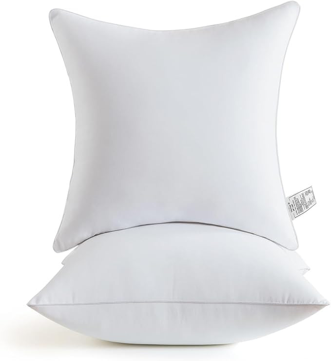 18x18 Pillow Insert, Set of 2 High Resilibent Soft Fuffy Down Alternative Throw Pillows, White Sq... | Amazon (US)