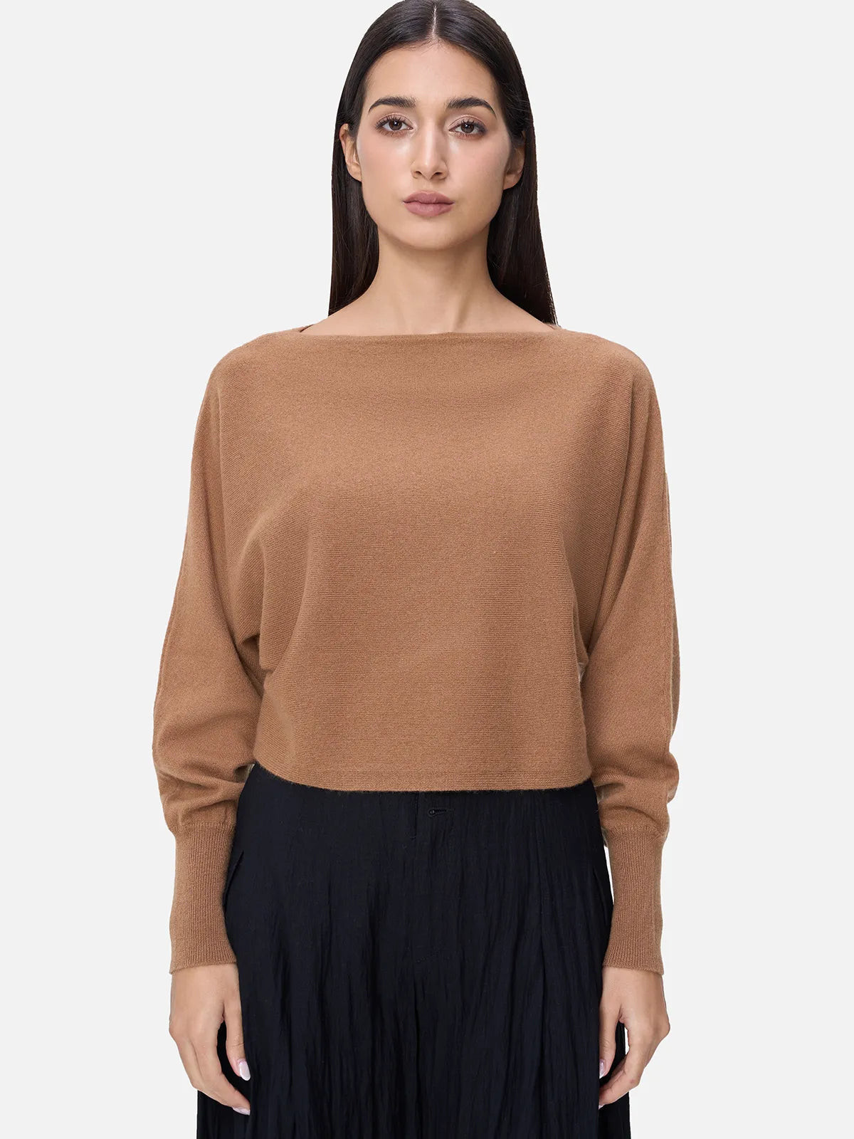 Solid Color Batwing Sleeve Cashmere Sweater | SDEER
