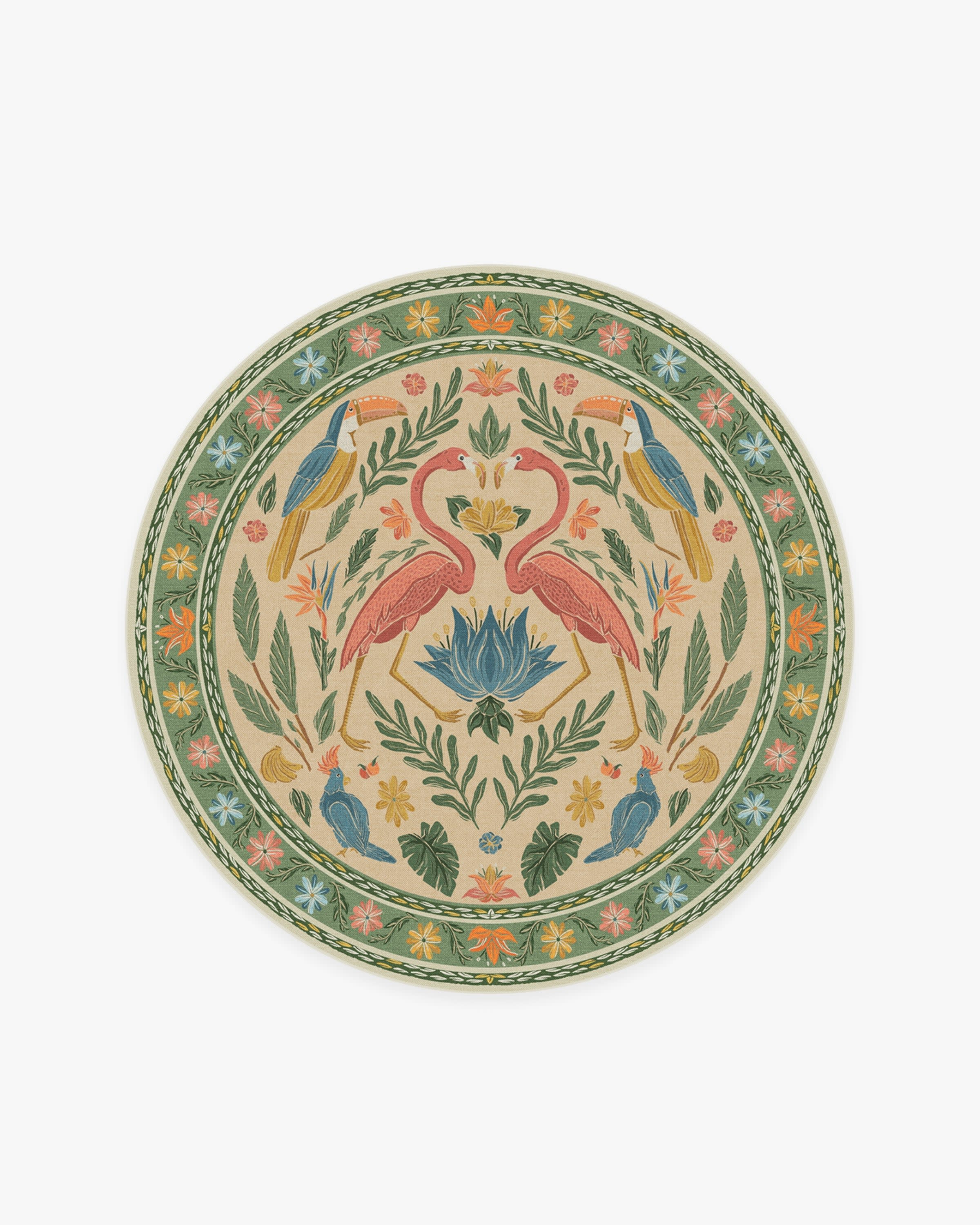 Iris Apfel Birds Of A Feather Green & Peach Rug | Ruggable