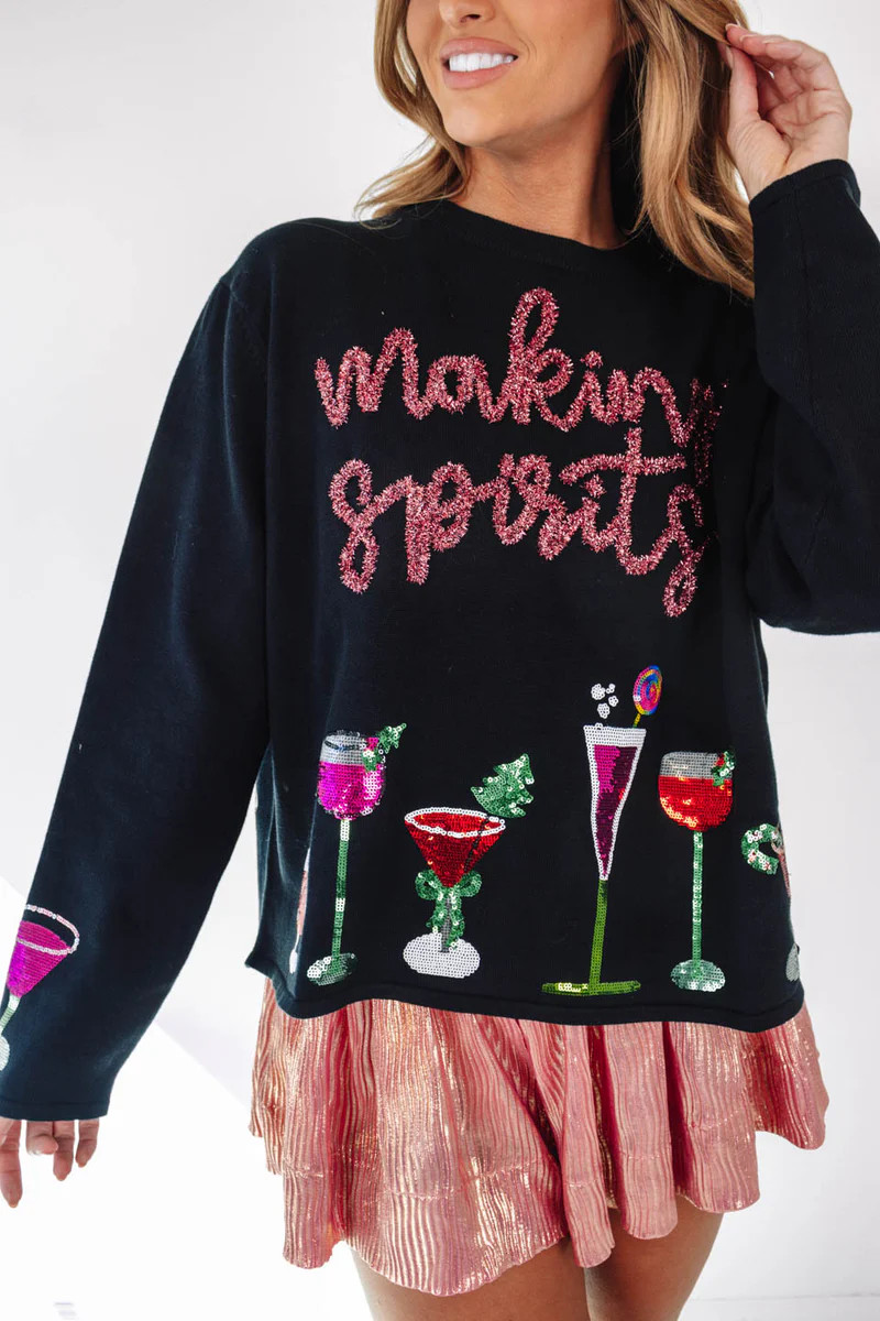 Queen Of Sparkles Spirits Sparkle Sweater - Black | The Impeccable Pig