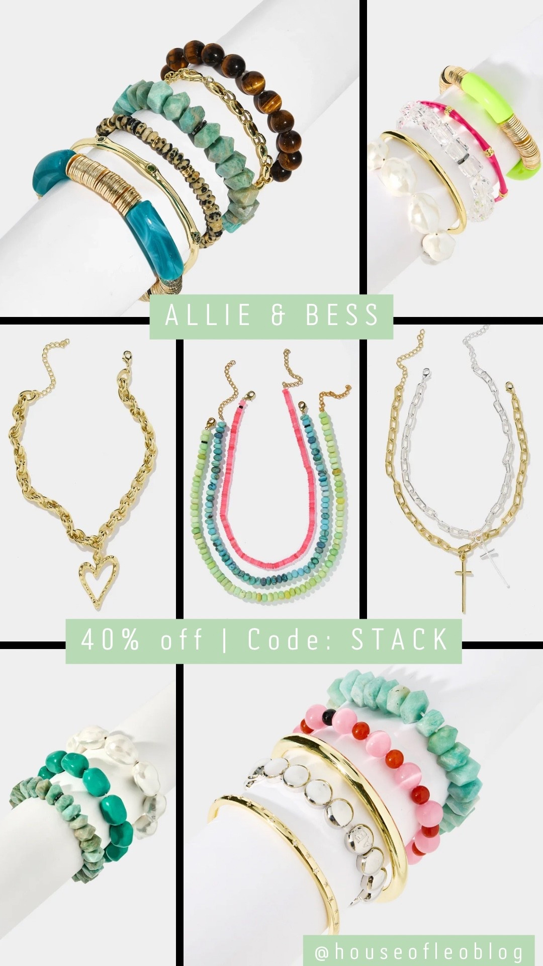 Code: STACK. Beaded bracelets, bracelet stack, cross necklace, heart necklace, beaded necklace.

#LTKSaleAlert #LTKOver40