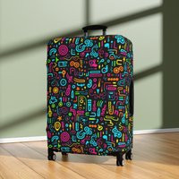 Colorful Doodle Luggage Cover Spandex Suitcase Protector | Etsy (US)