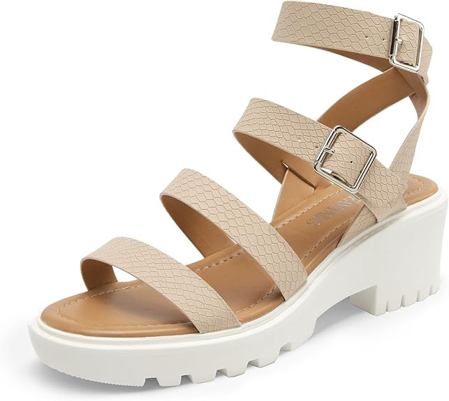 DREAM PAIRS Women's Platform Wedge Sandals, Comfortable Strappy Dressy Casual Summer Chunky Heel ... | Amazon (US)