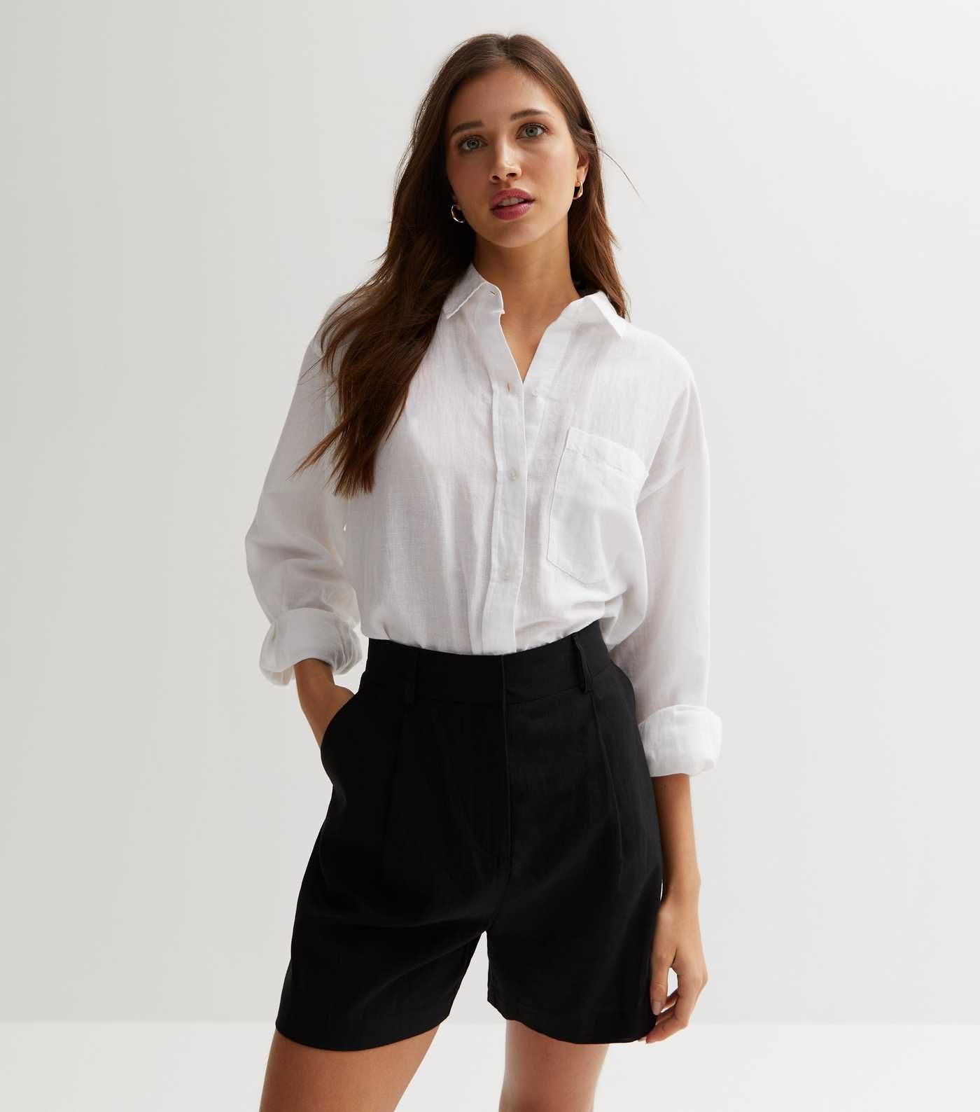 Black Linen Blend High Waist Formal Shorts
						
						Add to Saved Items
						Remove from Save... | New Look (UK)
