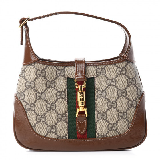GUCCI GG Supreme Monogram Calfskin Web Mini Jackie 1961 Hobo Beige Brown Sugar | FASHIONPHILE (US)
