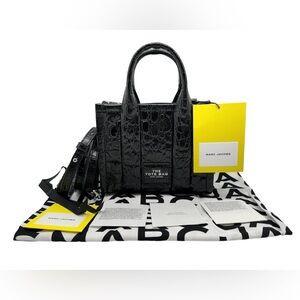 Marc Jacobs New The Mini Tote Black Croc Embossed Leather With Crossbody… | Poshmark