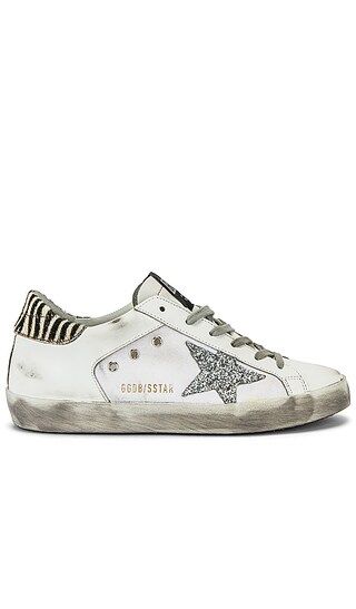 Golden Goose Superstar Sneaker in White & Silver Glitter from Revolve.com | Revolve Clothing (Global)
