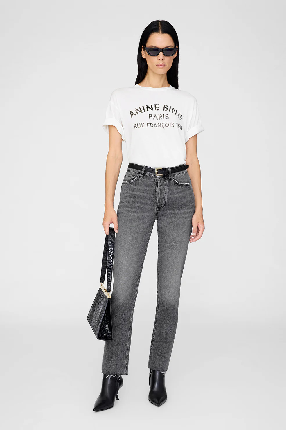 Cohen Tee Paris Stencil - Ivory | Anine Bing