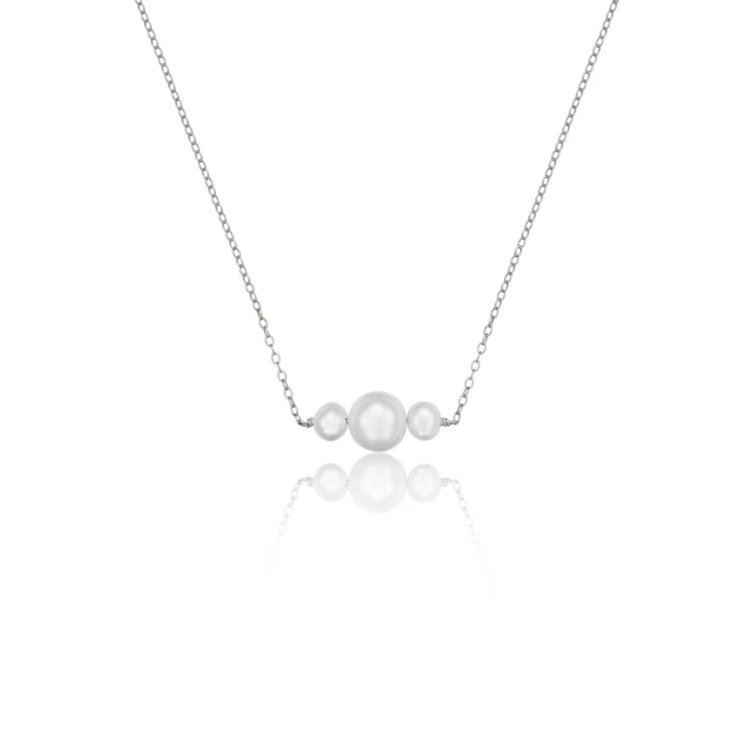 Silver Multi Pearl Cluster Necklace | Lily & Roo