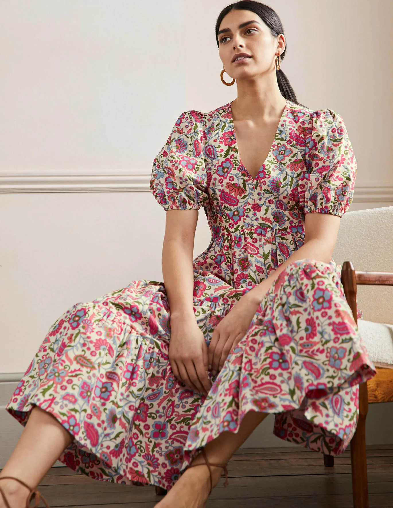 Puff Sleeve Tiered Midi Dress | Boden (US)