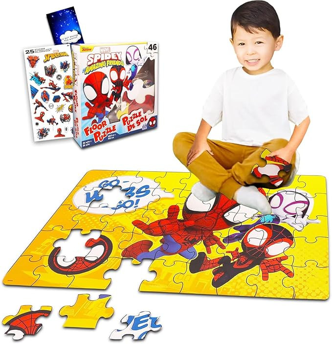 Marvel Amazing Spiderman Floor Puzzle - Bundle with 46 Piece Spidey and Friends Puzzle, Stickers ... | Amazon (US)