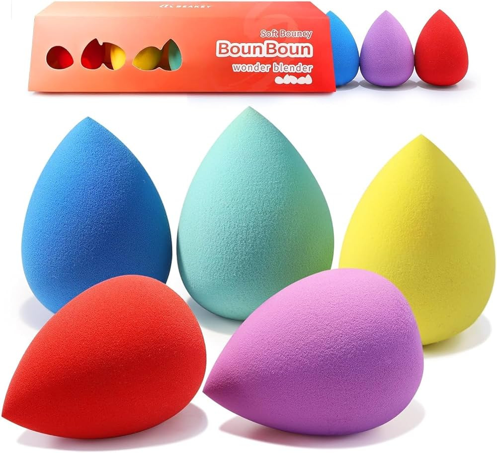 BEAKEY Makeup Sponge 5 Pcs Set, Latex-Free Boun Boun Beauty Sponge for Blending, Makeup Sponges f... | Amazon (US)